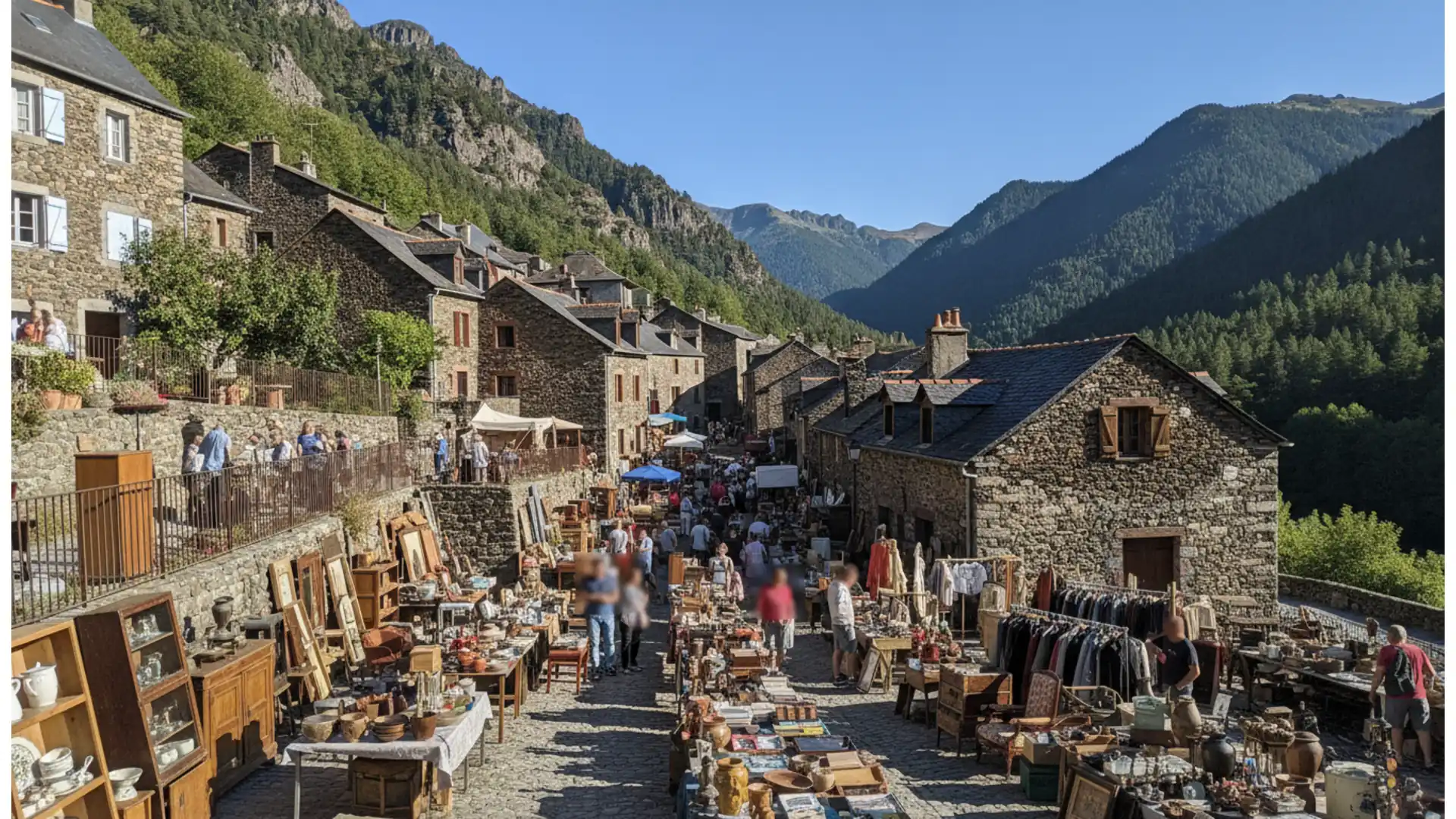 Mercadillos y rastros en Auvernia-Ródano-Alpes, 22-23 agosto 2026: más de cien ediciones en el patio de una abadía medieval